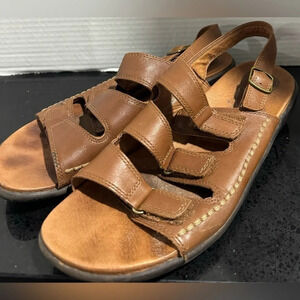 Naturalizer Leather Adjustable Sandals comfort walking brown modern boho US 9